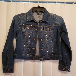 Kids jean jacket with crystals applied